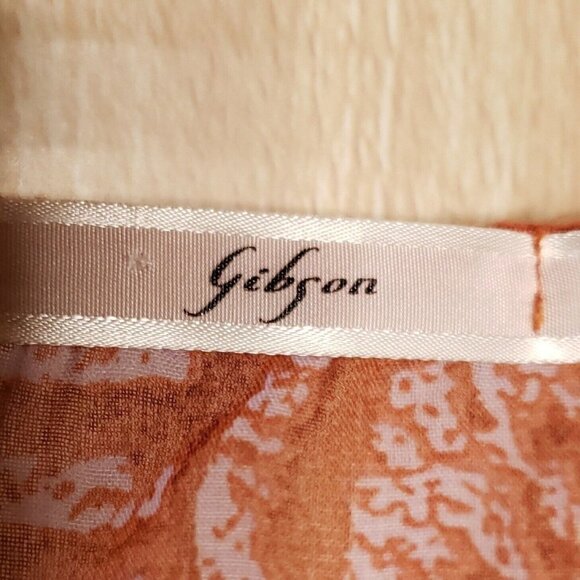 Gibson Orange Blue Sheer Boho Blouse Large - Picture 5 of 7